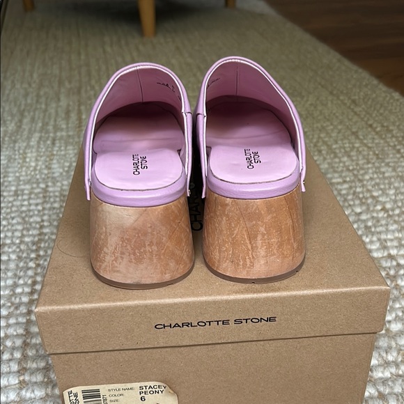 Charlotte Stone Purple Mules with Wooden Sole - Picture 6 of 11